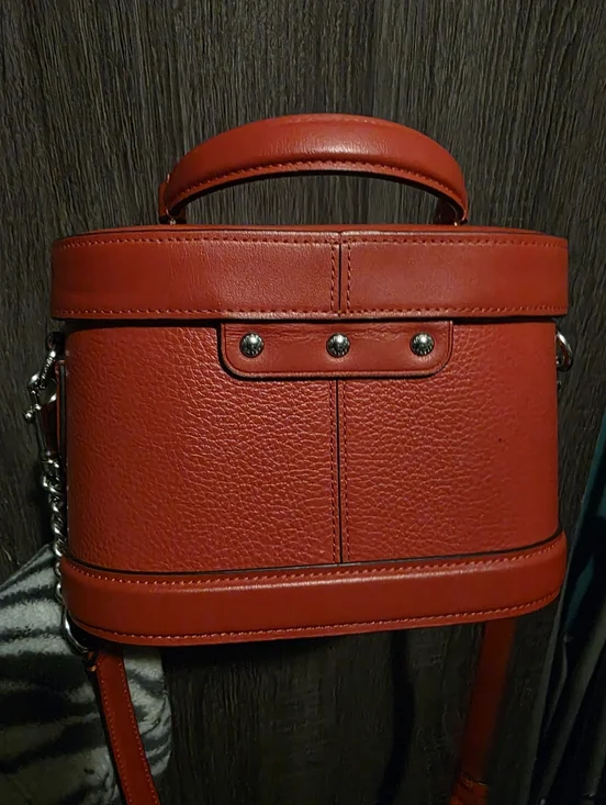 Coach Red Leather Top Handle Crossbody Satchel - Picture 8 of 13